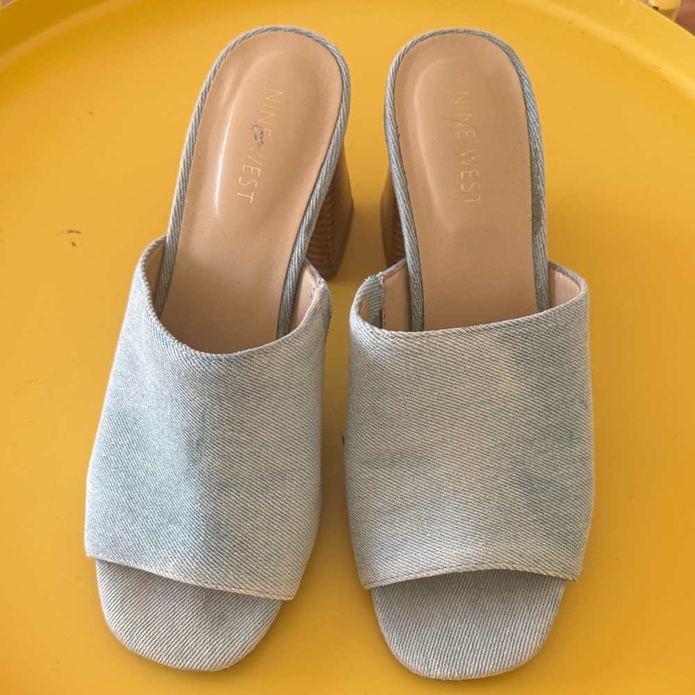 Nine West Denim Blue Mules